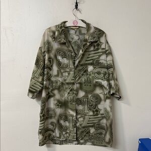 South Pole Olive Graphic Button Down Shirt 90’s vintage